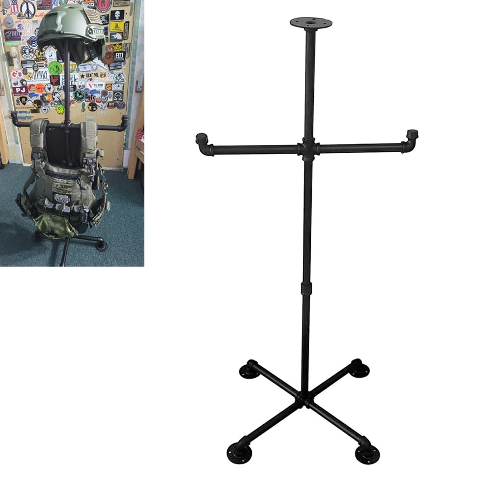 YIYEZHIQIU Armor Stand Iron Body Armor Stand Tactical Gear Stand Helmet Vest Display Rack Military Gear Holder for Police and Duty Gear Rack (Matte black)