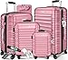 KESSER® 4-TLG. Kofferset Hartschalenkoffer, Reisekoffer 4er-Set S-M-L-XL, Trolley Koffer mit 4 Rollen, ABS Hartschale, Teleskopgriff + Kofferwaage & Gepäckanhänger, Rollkoffer mit Schloss, Rosa