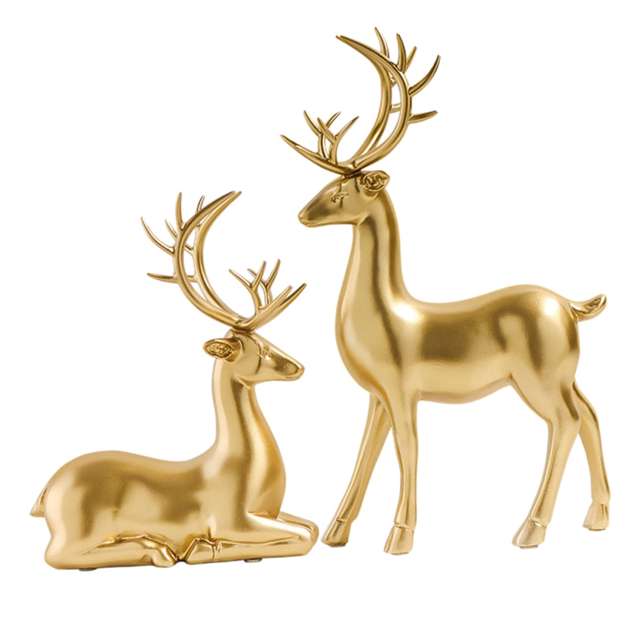 KOMBIUDA 2 Stück Kleine Elchstatue aus Kunstharz in Gold mit Dekorativem Effekt Leichte Tischdekoration für Weihnachtsfeiern und Festliche Partys