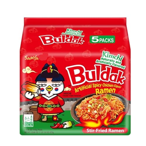 YIJIA | Pack 5 Fideos instanteneos coreanos - Ramen Coreano Picante Buldak Kimchi 140g