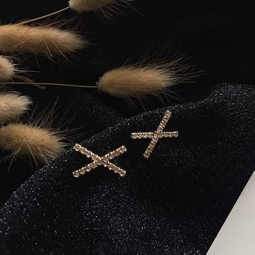 Crystal Rhinestone Invisible Clip On Earrings For Women Not Pierced Gold Cross Pave Comfortable Clip On Earrings Miyabi Grace #TOP4