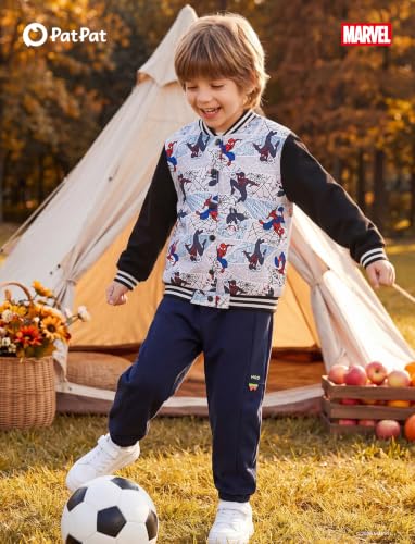 Image of Disney Marvel Bomber Jacket Spider Man Toy Story Cars Varsity Cardigan2-13Y | Officially Licensed Snap Button Coat,Fall Star Wars Graphic Cloth Top,Hulk Venom Stitch Mickey Lightning Mcqueen Kids Apparel