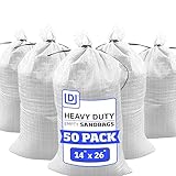 DURASACK Heavy Duty Sand Bags with Tie Strings Empty Woven Polypropylene Sand-Bags for Flood Control with 1600 Hours of UV Protection, 50 lbs Capacity, 14x26 inches, White, Pack of 50