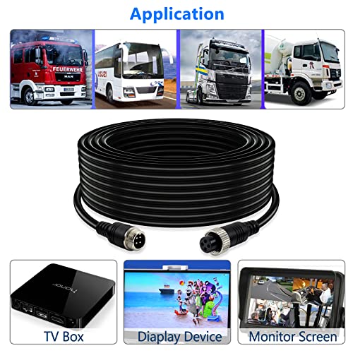 Image of Car Video 4-Pin Aviation Extension Cable for CCTV Rearview Camera Truck Trailer Camper Bus Vehicle Backup Monitor System-65.6Ft /20M