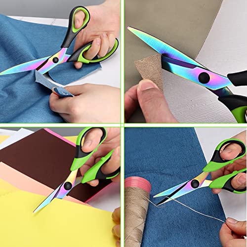 Oiijiok Universal Sharp Titanium Blade Scissors, Rubber Soft Handle, Multi-Purpose Fabric Scissors Tool Kit, Suitable For Sewing, Art, School And Household Supplies, 1 Set Of 3 Bags, Green And Black #TOP4