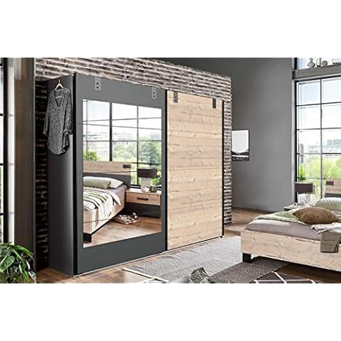 Wimex ASSEMBLED German Malmo Oak Industrial 2 Door Mirror 225cm Sliding Wardrobe Cover