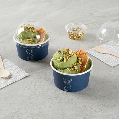 Image of Restaurantware Coppetta 8 Ounce Dessert Cups, 50 Disposable Ice Cream Cups - Lids Sold Separately, Sturdy, Frenchie Paper FroYo Bowls, For Hot And Cold Foods, Perfect For Gelato Or Mousse