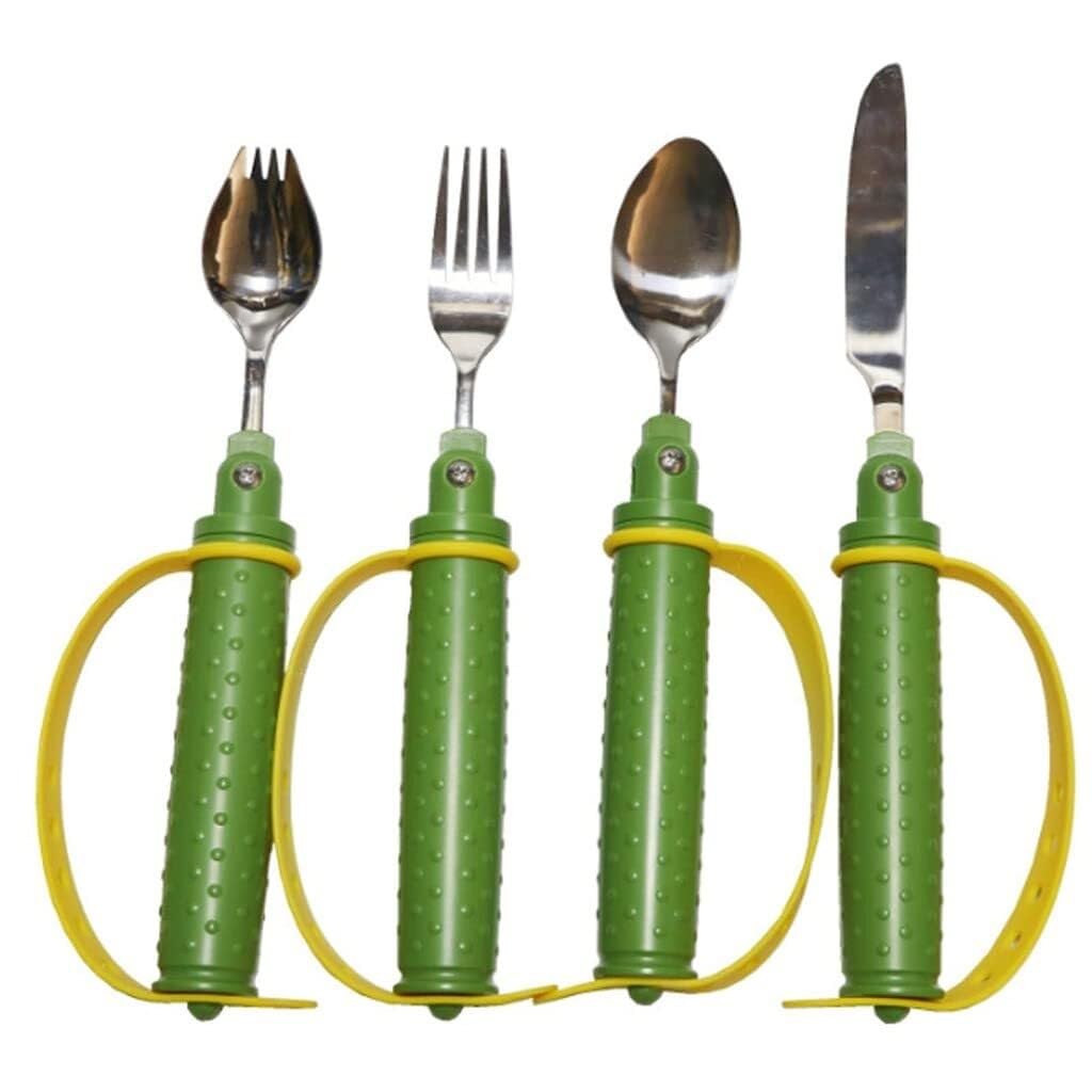 Cuchara y tenedor adaptables de fácil agarre, cuchillo con mango antideslizante, cubiertos flexibles, alimentación adaptable, cubiertos flexibles, ayudas para comer para personas mayores con Parkinson