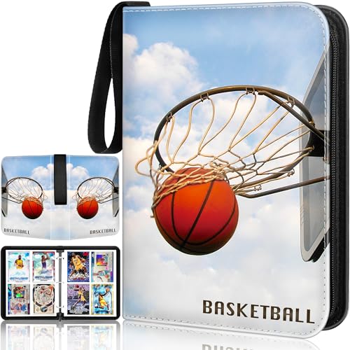 Lalasu - Lalasu Basketball Card Binder, 2024-2025 Basketball Trading Cards Binder with Wristband, 440 Double Sided Pockets Sleeves PU Card Albums Fit for Sports Cards for Collectors Boys and Girls Fans Gift