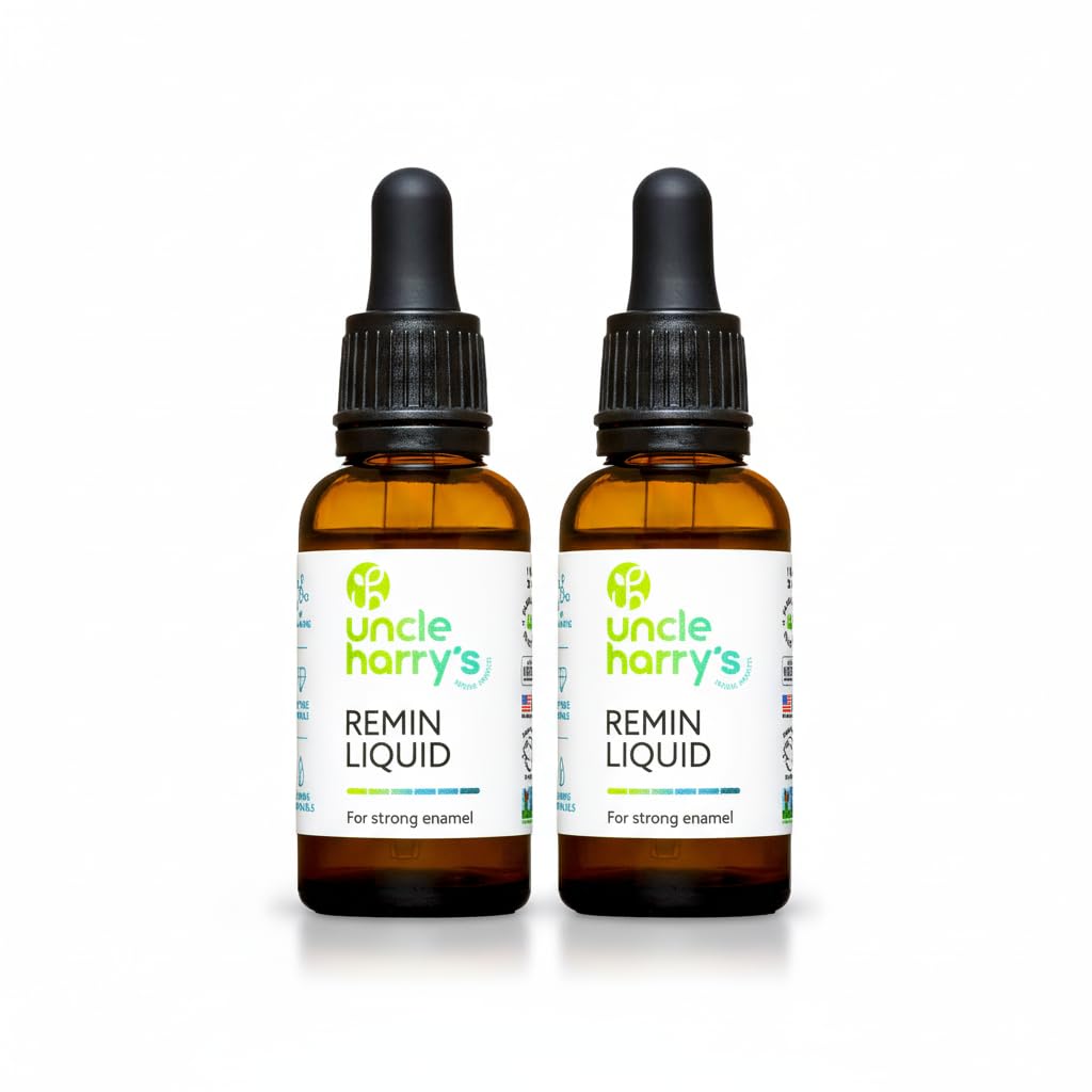 Uncle Harrys Natural Fluoride-Free Remineralization Liquid for Tooth Enamel - Freshens Breath Strengthens Teeth 2 Pack 1 oz