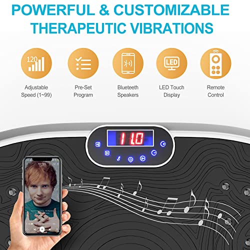 Image of AXV Vibration Plate Exercise Machine Whole Body Workout Music Vibrate Fitness Platform Lymphatic Drainage Machine for Weight Loss Shaping Toning Wellness Home Gyms Workout