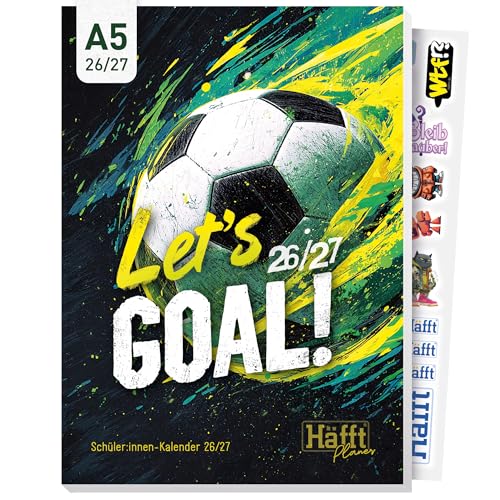 Häfft Planer 2026 2027 A5 - Softcover Schülerkalender mit Anti-Langeweile-Garantie - Hausaufgabenheft Schulplaner Schülerplaner Lets Goal