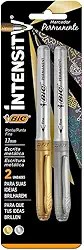 Pincel Marcador Permanente BIC Marking, Cores Metálicas, 2 Unidades, 1 Prata + 1 Dourado, Com Grip, 903936