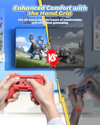 Image of FYOUNG Hand Grips Compatible with Switch /Switch OLED Model Controllers, Grip Compatible with Switch Joy Con - Blue and Red (2 Packs)
