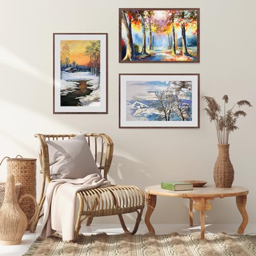 puthiac 12x16 Walnut Oak Wood Picture Frame - Minimalist 12x16 Poster Frame, 12"x16" Picture Frame Wood, Natural Solid Wooden Picture Frames for Wall Art Photo and Prints (1 Pack, Walnut)