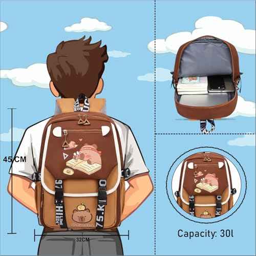 Image of Tinytot 30 Litre, Japanese Korean Style Capybara Niche College Students Light weight School bag Women's Travel Backpack