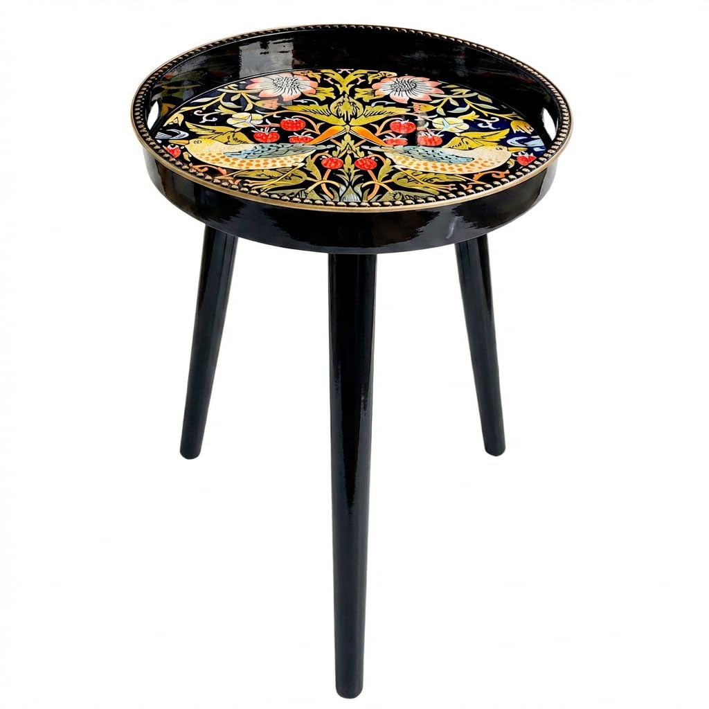 Simmer Stone Round Indoor Side Tables with Detachable Wooden 3 Legs, Versatile Tray Table, Perfect For Round Coffee Table Tea, and Relaxation Time 17.7 Inch (Strawberry) — image 1