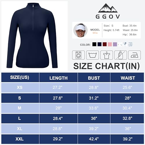 Image of GGOV Golf Shirts for Woman UPF 50+ Sun Protection Quick Dry Lightweight Long Sleeve Polo Shirts for Woman Rash Guard