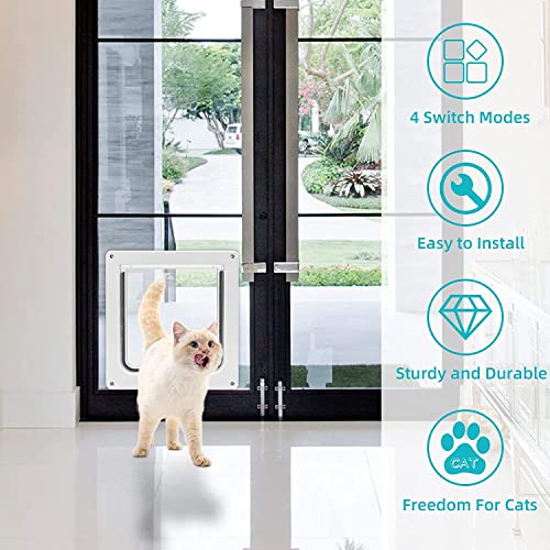 Cat Door, 4 Way Locking Cat Door Interior Door, Weatherproof Pet Door Cat Flap Door for Cats & Doggy S (L) - Image 3