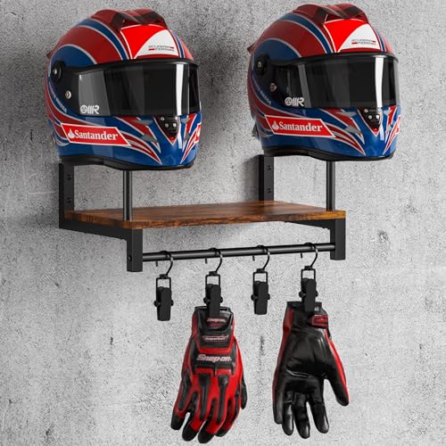 NANAGIFTREE Helmet Rack Wall Mount, Motorcycle Helmet Holder Plate Rack Display Organizer with...