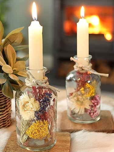 Comforder Trockenblumen Im Glas 2er Set - Getrocknete Blumen Deko Mit Korken