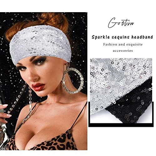 Gortin Sequins Headbands Wide Headband Sparkle Twist Turban Head Wraps Rave Party Headpieces Stretchy Knotted Hair Bands Nightclub Head Band Glitter Hair Accessory For Women And Girls #TOP3