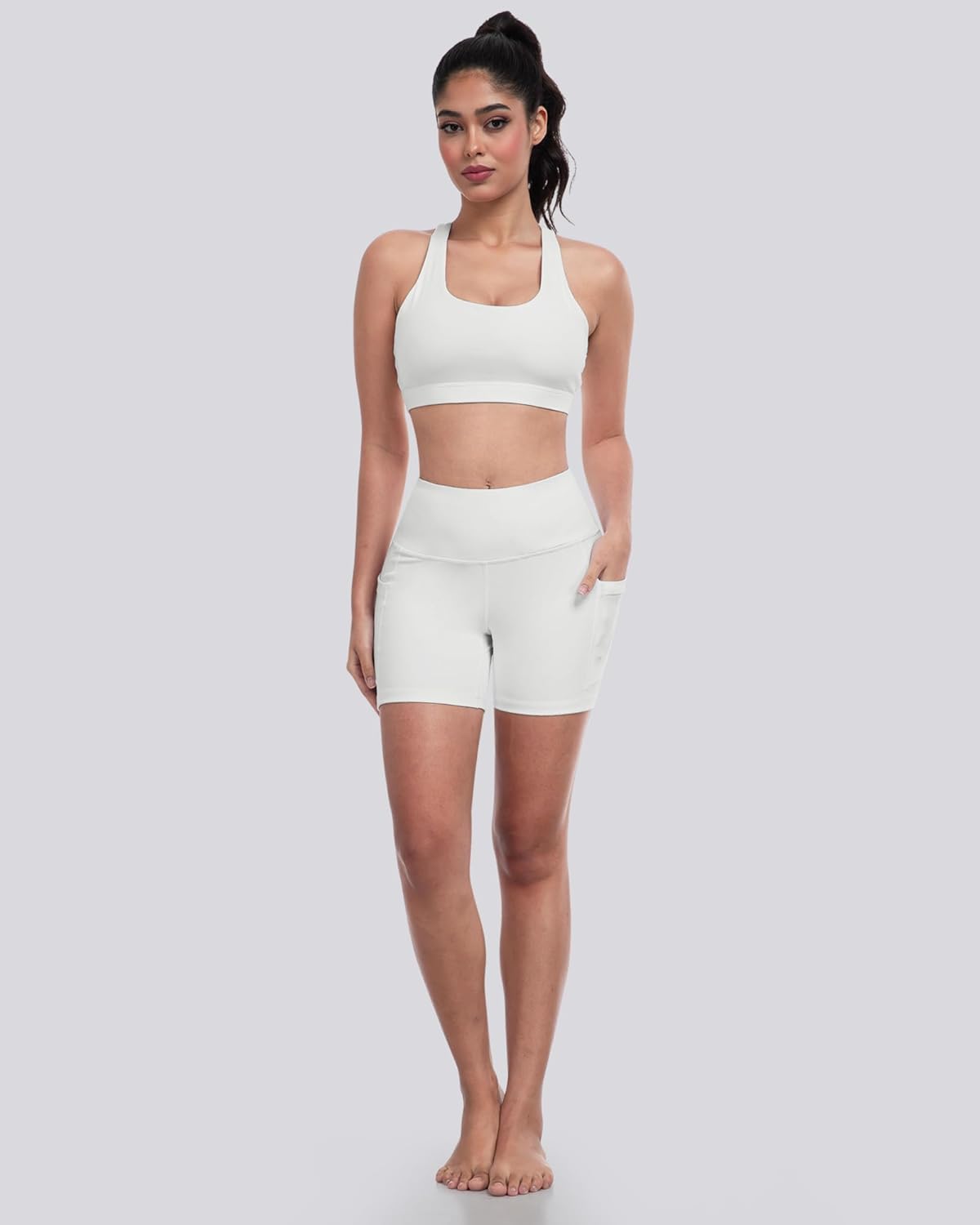 LZYVOO Biker Spandex Shorts Women, High Waisted Tummy Control Workout Yoga Shorts with Pockets - Image 3