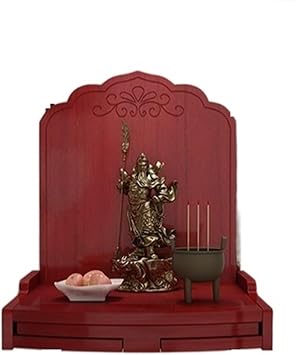 Altar Cabinet Solid Wood Buddhist Niches, Shrines, Cabinets, and Platforms Offer Worship to The Ancestors of Guanyin Bodhisattva, the God of Wealth, Guan Gong Puja Mandir for Home  Size Large