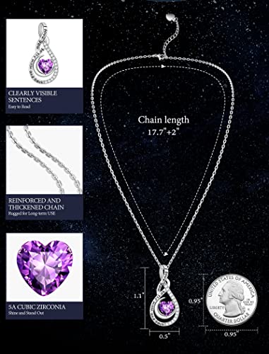 Jowaia Birthstone Necklaces For Women 925 Sterling Silver Dainty Moon Infinity Pendant Necklace Created Amethyst Necklace Anniversary Birthday Christmas Gifts For Women Girls Wife Mom Lady Her #TOP5