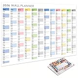 LAY STAY Yearly Wall Planner 2026, Year Calendar 2026 Wall Planner, Self Adhesive Walls Planners from Jan to Dec, Highlighted Folded for Home, Office, Teacher Calendars & Personal Organisers