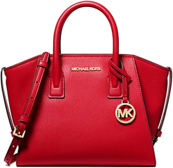 Michael kors avril - borsa a mano/tracolla per donna in vera pelle rossa