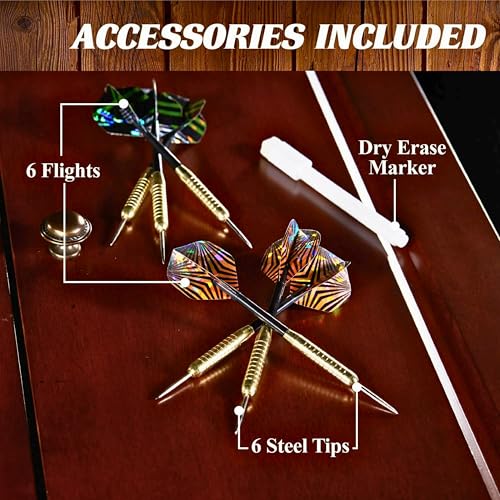 Barrington Billiards Chatham Wood Dartboard Cabinet with 18” Bristle Dartboard and Steel Tip Dart Set by Barrington Billiards - Image 7