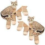Apipi 2 Pack Wall Mounted Cat Steps- Solid Oak Cat Climbing Shelf Shelves Cat Scratching Post Ladder...