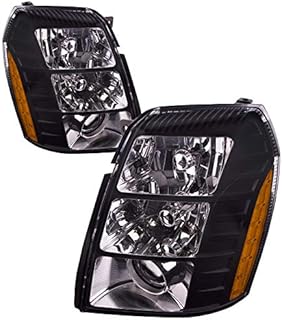 HEADLIGHTSDEPOT Black Housing HID Headlights Compatible with Cadillac Escalade ESV EXT Includes Left Driver and Right Passenger Side Headlamps