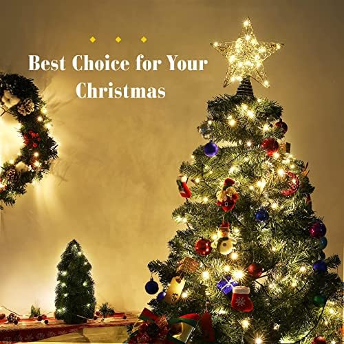 Luxspire Christmas Star Tree Topper, LED Christmas Tree Star Christmas Lights Decorations, Glitter Christmas Tree Decorations, Battery Xmas Lights Indoor Home Night Day Decor Ornaments, Gold