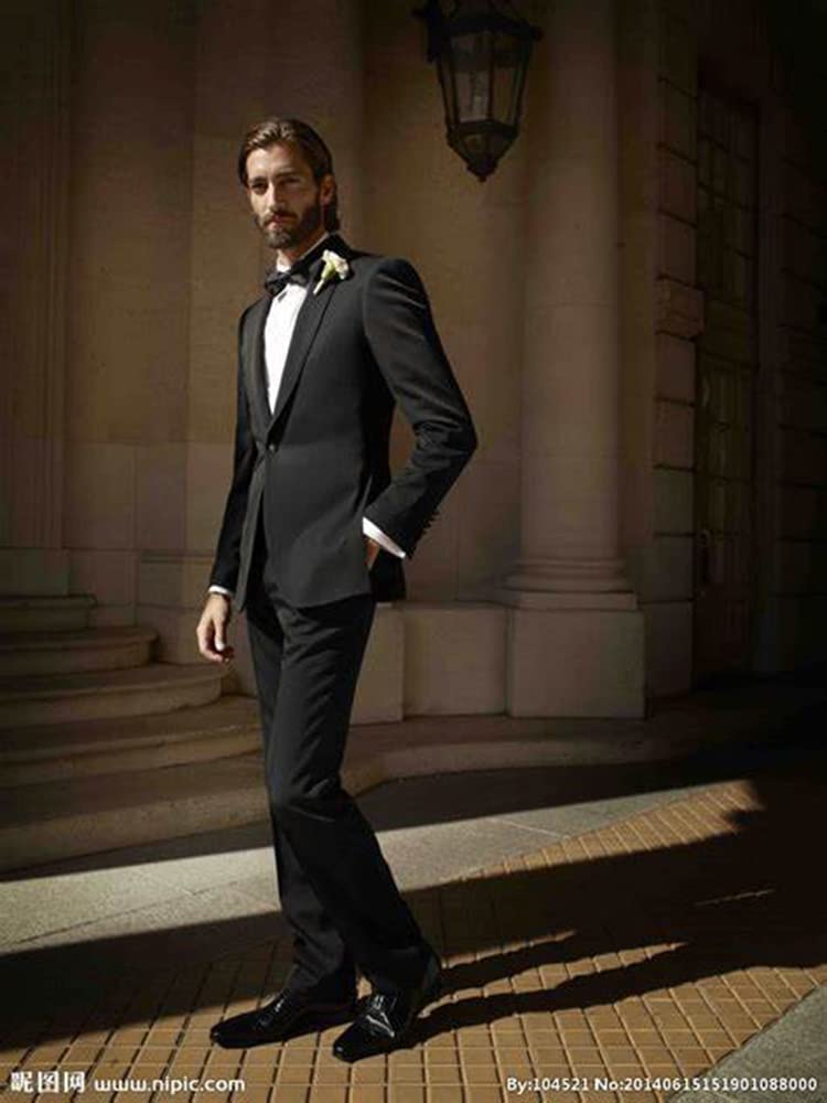 Uomo Singolo Petto Pulsante Vestito Sposo Ufficio Due Pezzi Partito Formale Giacca Pantaloni