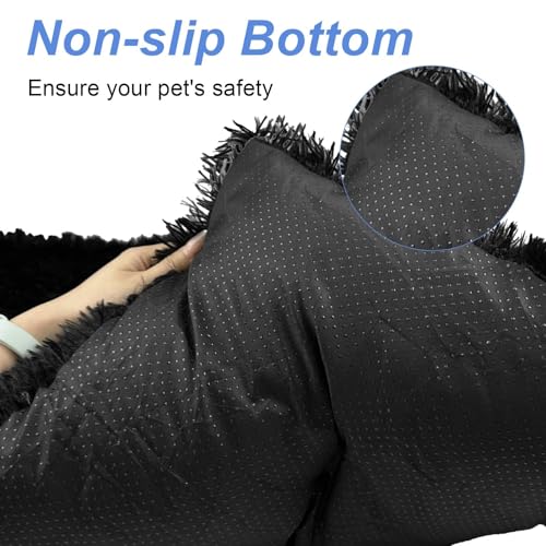 Ravytha Hundebett Mittelgroße Hunde Waschbar, Hundekissen, Hundekorb, Hundekörbchen, Hundematte, Hundebetten für Mittelgroße Hunde, Körbchen Hund, Hundematratze, Hundebett Flauschig, Schwarz-5