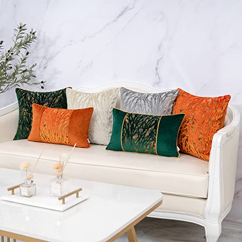 Yangest Green Twigs Lumbar Throw Pillow Cover Velvet Branches Velvet Cushion Case Neutral Oblong Pillowcase For Sofa Couch Bedroom Living Room Home Decor, 12X20 Inch #TOP5