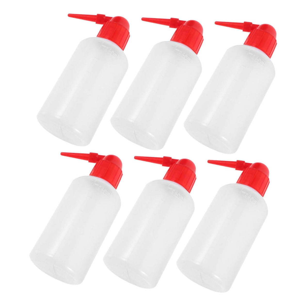 MUSISALY Plastic Lab Bottles 6 Pack Narrow Mouth Scale for Cleaning Watering Plants Tattoos