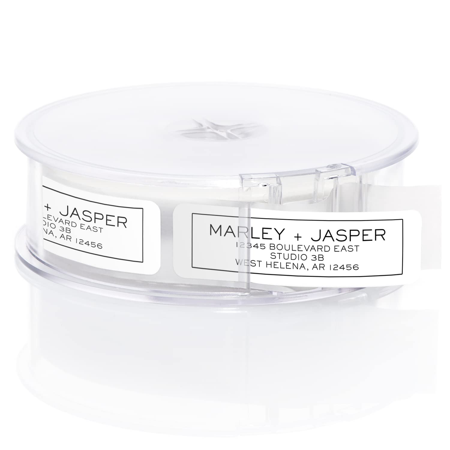 Simple Modern Outline Rolled Address Labels/Roll of 500 Square Box Personalized Address Labels/Designer Return Address Stickers in Elegant Plastic