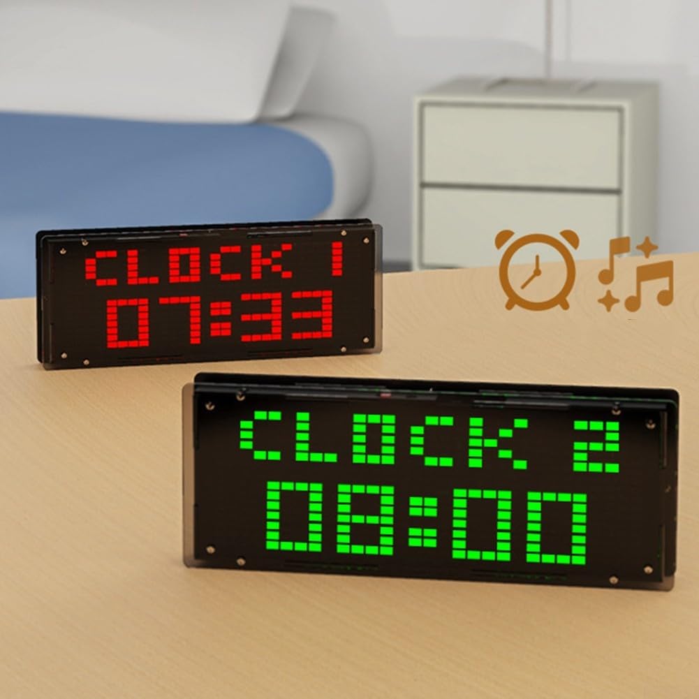 DIY LED-Musikanalysator-Set mit 8 Anzeigemodi, FFT-Audio-Visualizer-Board, einstellbare Helligkeit, Wecker und Display für Stereoanlage, rot, blau, grün (weiß)