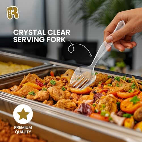 R-Kay RK-152 18 Pcs Clear Plastic Serving Utensils - 6 Clear Plastic Serving Spoons - 6 Clear Plastic Tongs For Serving - 6 Plastic Serving Forks - Heavy Duty Clear Disposable Serving Utensils Set thumb #2