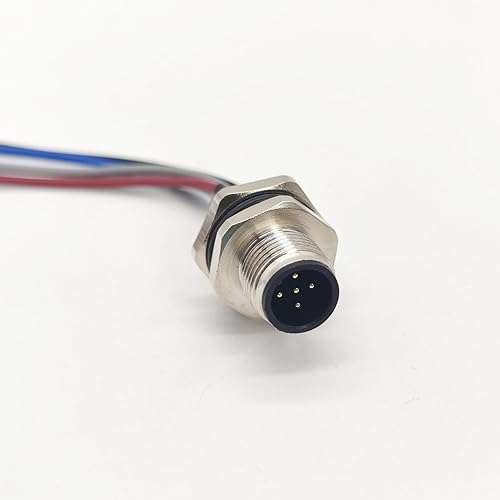 Miniatura 6 de Cable conector macho M12 de 5 pines, un cable de montaje trasero recto codificado 1.6 ft impermeable enchufe de aviación macho sin blindaje Cable