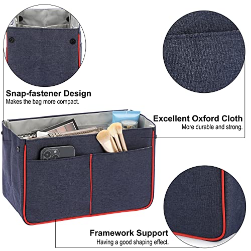 Btsky Large Size Purse Organizer Insert Oxford Bag Organizer For Handbag & Purse, Handbag &Tote Bag Organizer Insert Shaper With 14 Pockets(L, Blue) #TOP5