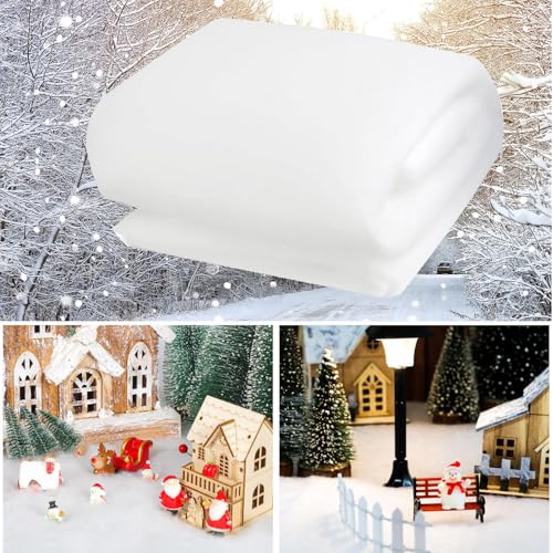 Diketone Neve artificial, 80 * 240 cm neve artificial decoração, esponjosa, macia e branca decoração de Natal, flocos de neve decoração árvore, decoração de neve artificial sala de estar (sem luzes)