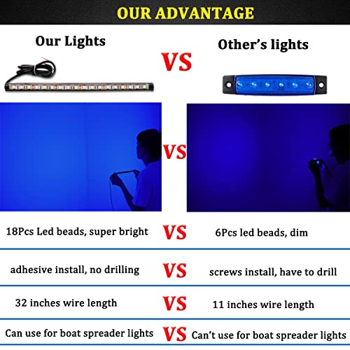 Botepon Boat Lights For Night Fishing, Marine Led Strip Lights, Boat Deck Lights, Boat Flood Lights, Boat Spreader Lights, Boat Courtesy Lights For Pontoon Boat Bas Boat Kayak Blue #TOP3