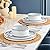 LIANYU Stoneware Dinnerware Dish Set for 4, 12 Piece Ceramic Dinner Plates and Bowls Sets for Pasta Dessert Cereal, Rustic Terracotta Bottom, Microwave & Dishwasher Safe, Lucent White