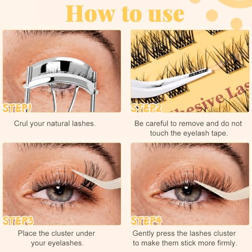 Image of MAYCREATE 100pcs Self Adhesive Lash Clusters Wispy Fake False Eyelashes 10-16mm Natural Look DIY High-end Fibers Cluster Lashes Eyelash Kit for Daily Use Party Festival