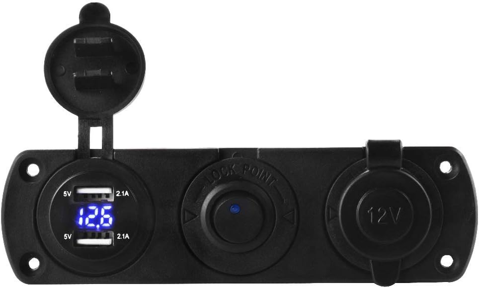 PHILED 4.2A Dual USB Car Charger Socket Panel with 12V Cigarette