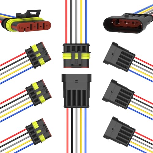 MGYOO 5 Pin Waterproof Electrical Wire Connectors 5 Pack Weather Pack Connectors Kit 20AWG Male and Female Automotive Wire Connectors for Car Truck Motorcycle Boat Auto Wiring